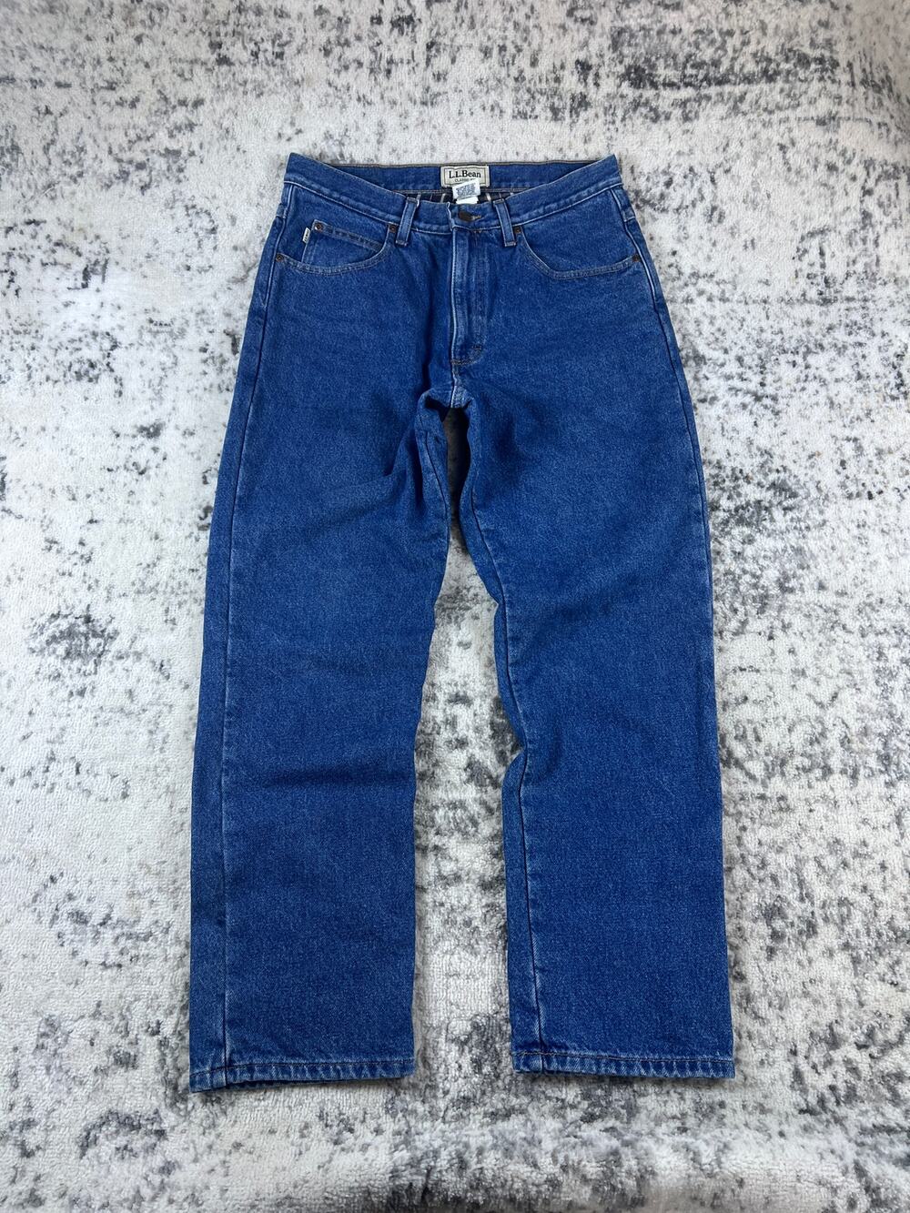 Vintage LL Bean Jeans Mens 32x29 Blue Straight Leg Classic Fit Flannel Lined 90s